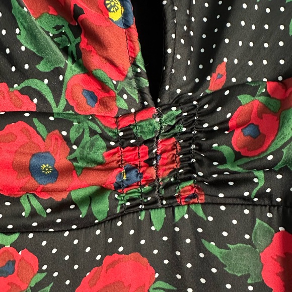 Free People - Black & Red Polka Dot & Floral Print Fit & Flare - Picture 3 of 6